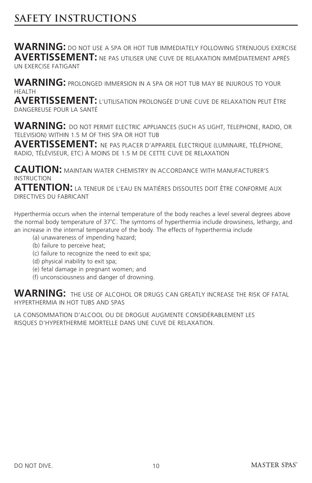 Master Spa Legend Owner's Manual