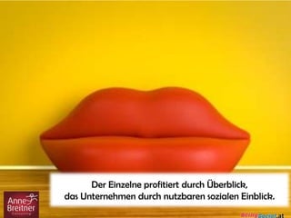Der Einzelne profitiert durch Überblick,
das Unternehmen durch nutzbaren sozialen Einblick.