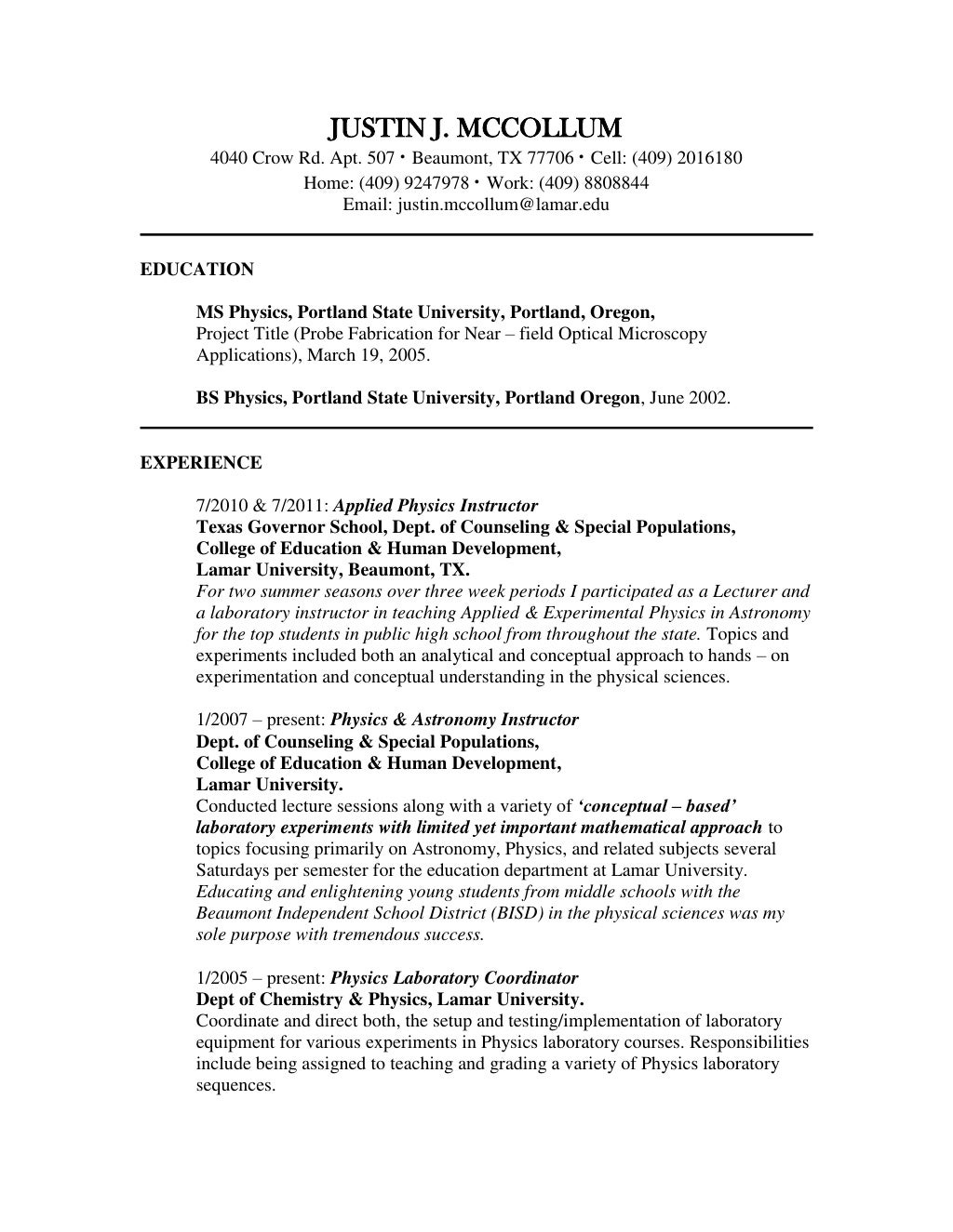 Curriculum vitae template image