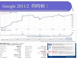 Google 2011/2 的時候：




                 2025 億美金

                            20
 