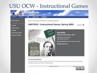 USU OCW - Instructional Games
 