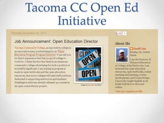 Tacoma CC Open Ed
     Initiative
 