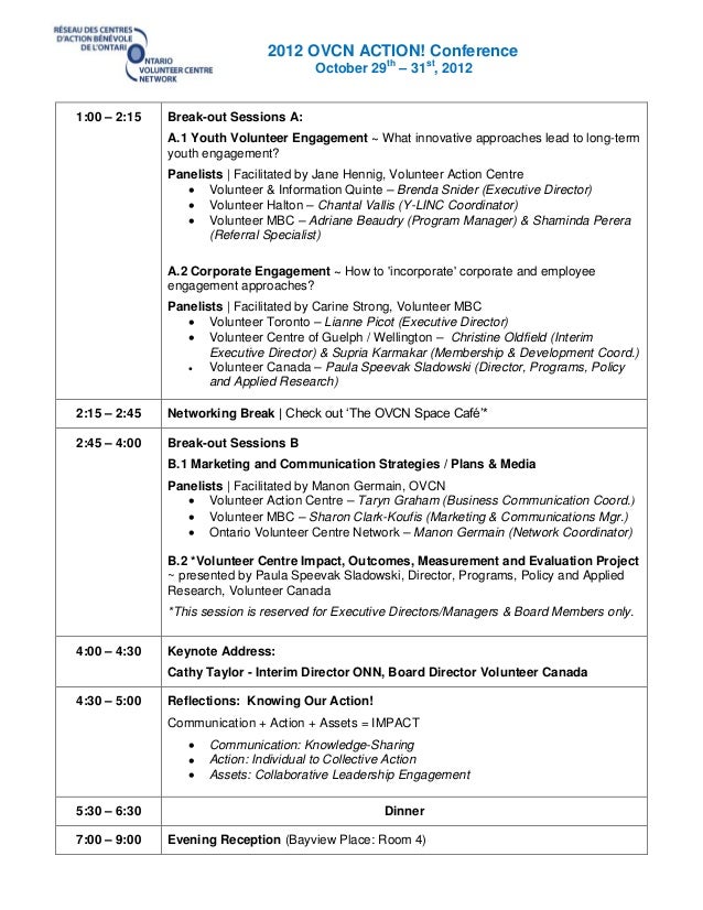 12 Ovcn Action Conference Agenda October 29 31st