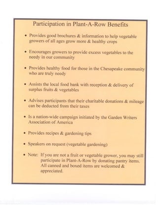 Plant a Row for the Hungry - Virginia State University