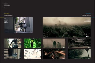 動態影像
MotionGraphic

12                           13




School Work          Music Video

Code Generation   羅志祥 - 有我在

導演                   跳舞片段剪接
腳色設定                 城市毀壞合成
3D建模               世界末日雲層模擬
實景合成
 
