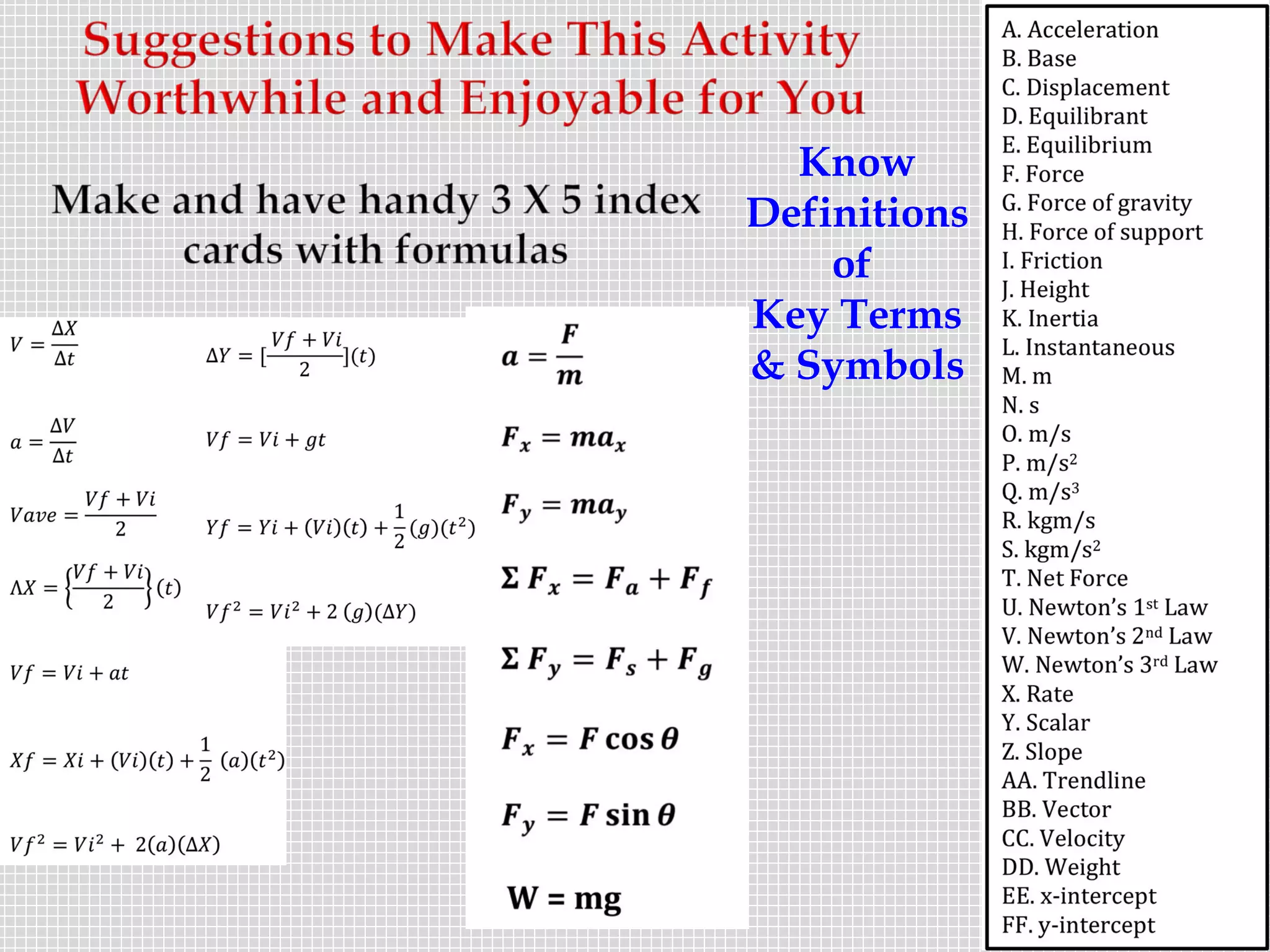 Know
Definitions
of
Key Terms
& Symbols

 