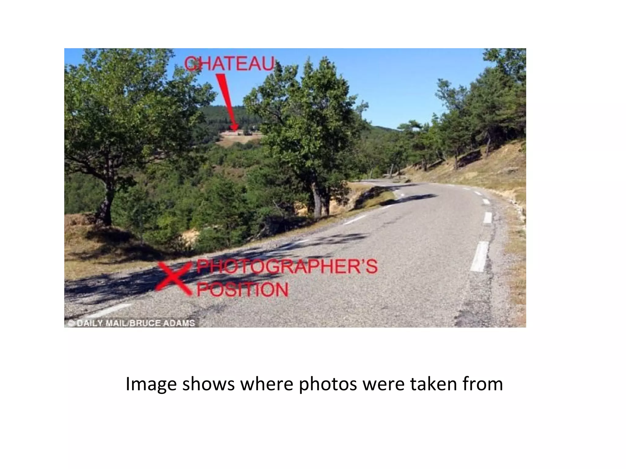 Image shows where photos were taken from
 