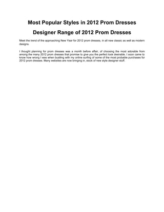 2012 prom dresses for 2012