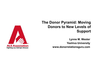 The Donor Pyramid: Moving
Donors to New Levels of
Support
Lynne M. Wester
Yeshiva University
www.donorrelationsguru.com
 