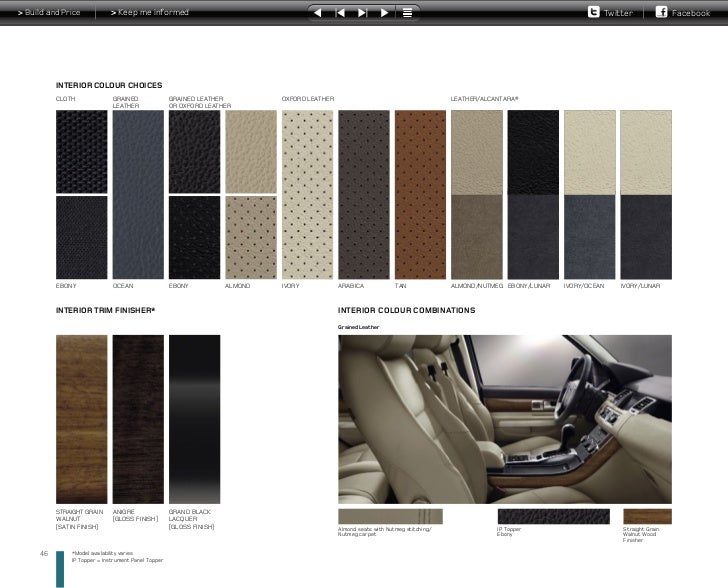 Land Rover Leather Colour Chart