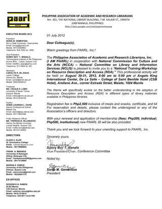 Asn Rda Invitation 2012 RDA training workshop invitation | DOC