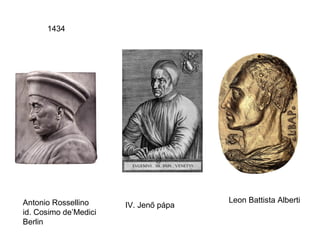 1434




Antonio Rossellino                     Leon Battista Alberti
                       IV. Jenő pápa
id. Cosimo de’Medici
Berlin
 