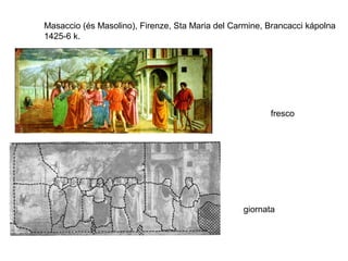 Masaccio (és Masolino), Firenze, Sta Maria del Carmine, Brancacci kápolna
1425-6 k.




                                                        fresco




                                                 giornata
 