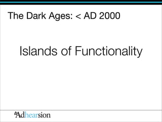 The Dark Ages: < AD 2000


  Islands of Functionality
 