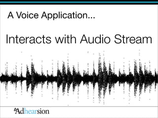 A Voice Application...

Interacts with Audio Stream
 