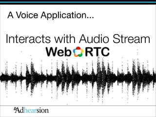 A Voice Application...

Interacts with Audio Stream
 
