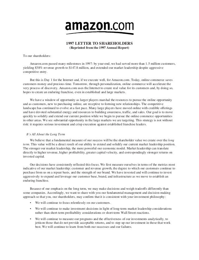 12 Amazon Shareholder Letter