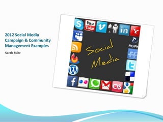 2012 Social Media
Campaign & Community
Management Examples
Sarah Buhr
 