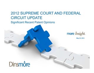 2012 SUPREME COURT AND FEDERAL
CIRCUIT UPDATE
Significant Recent Patent Opinions




                                     May 23, 2012
 
