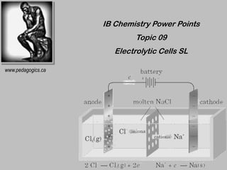 IB Chemistry Power Points
                             Topic 09
                       Electrolytic Cells SL

www.pedagogics.ca
 