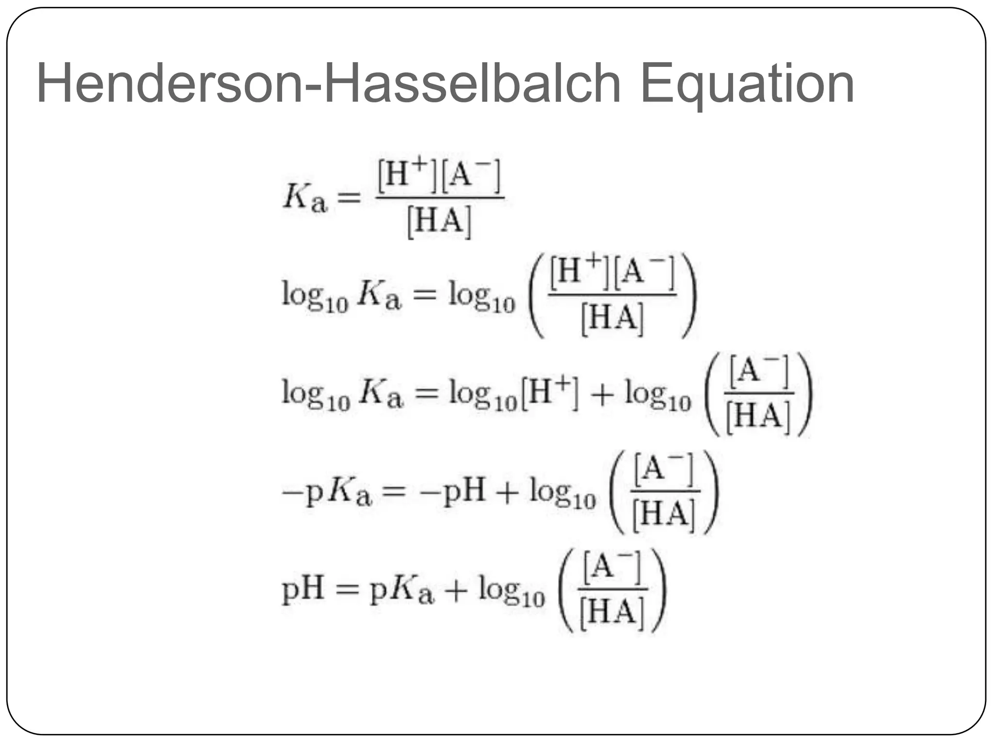 Henderson-Hasselbalch Equation
 