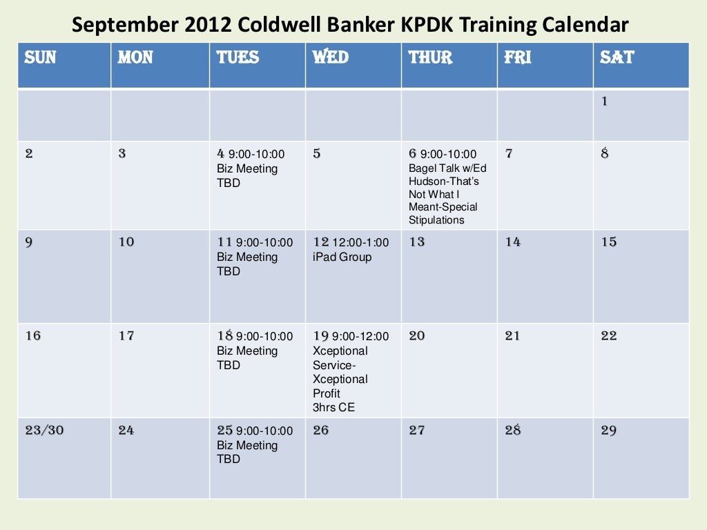 training calendar