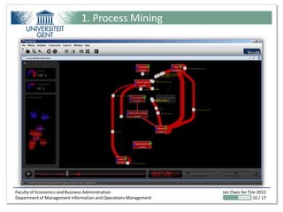 1. Process Mining




Faculty of Economics and Business Administration                 Jan Claes for TUe 2012
Department of Management Information and Operations Management                   10 / 17
 