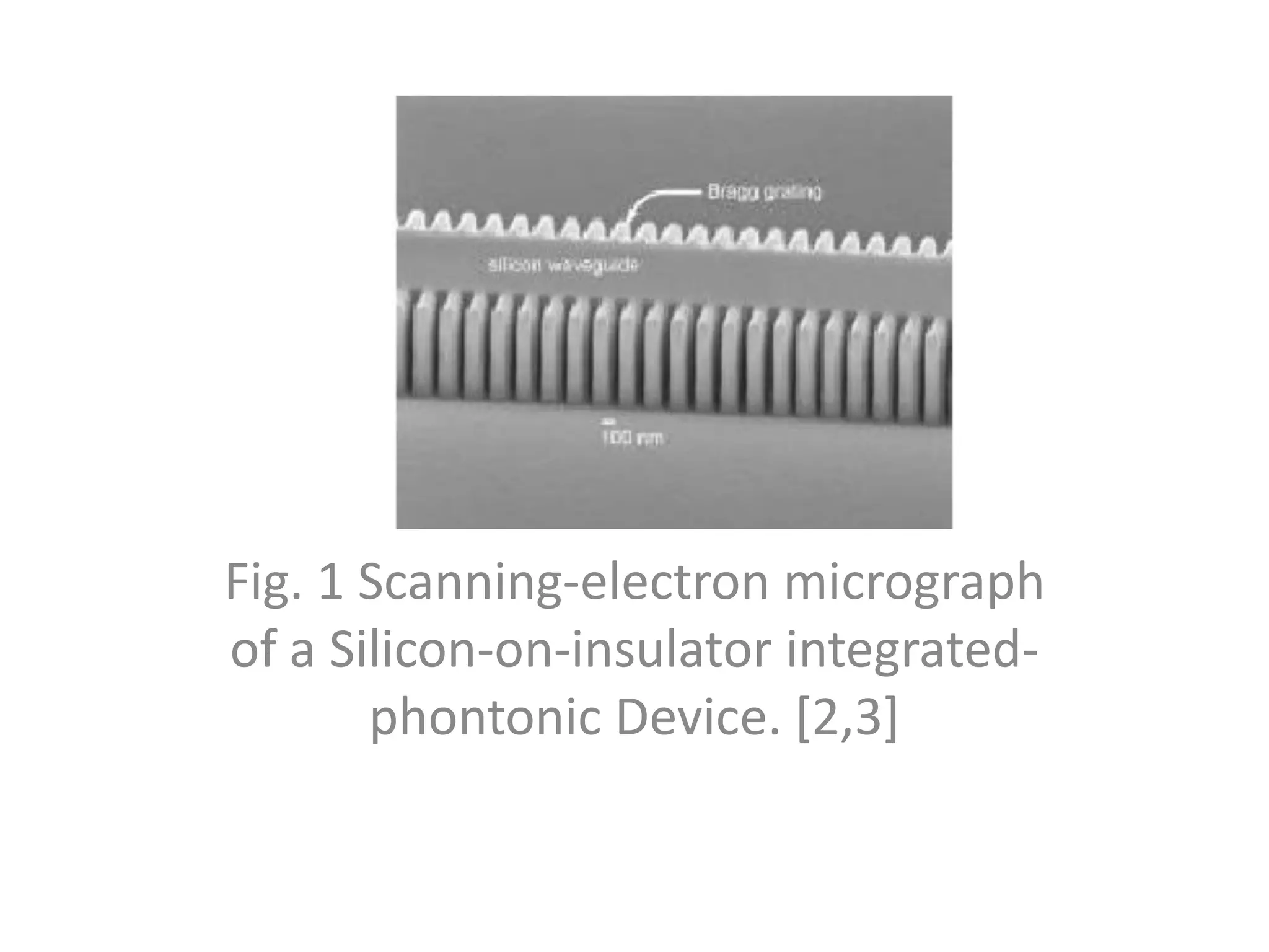 Fig. 1 Scanning-electron micrograph
of a Silicon-on-insulator integrated-
       phontonic Device. [2,3]
 