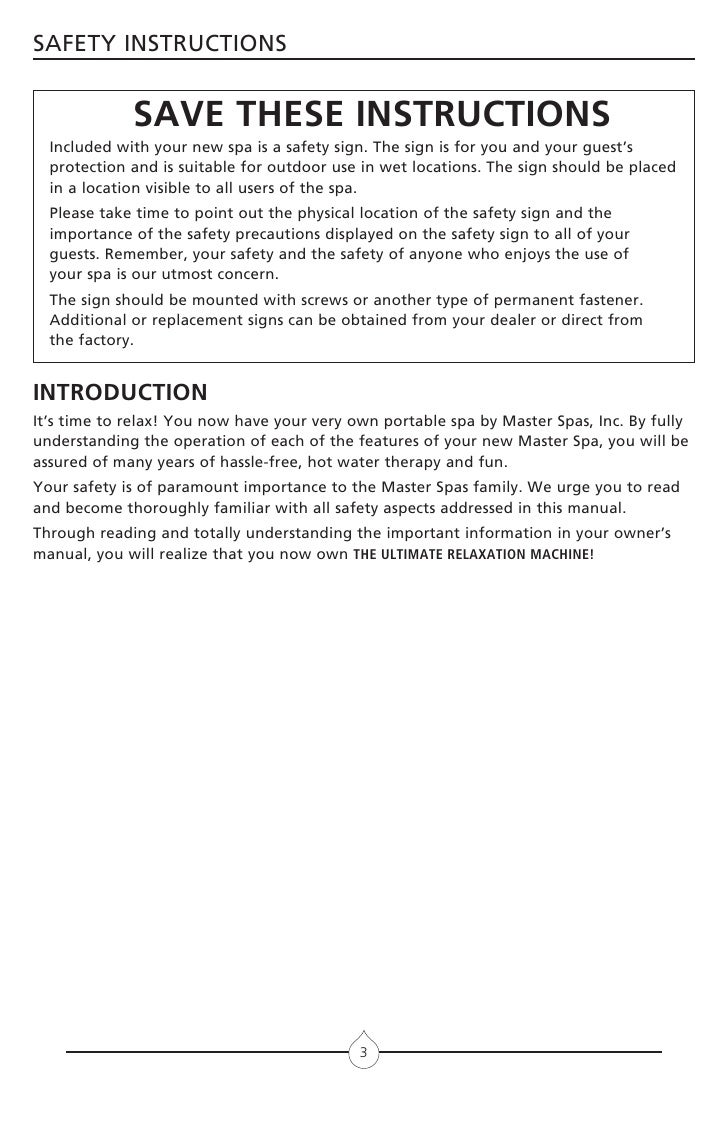 MASTER SPAS TWILIGHT OWNER’S MANUAL