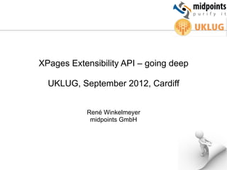XPages Extensibility API – going deep

  UKLUG, September 2012, Cardiff


           René Winkelmeyer
            midpoints GmbH
 