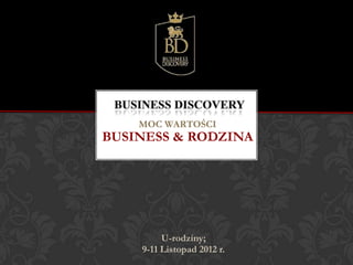 MOC WARTOŚCI
BUSINESS & RODZINA




         U-rodziny;
    9-11 Listopad 2012 r.
 