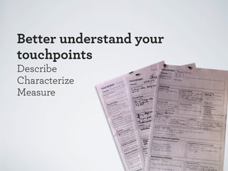 Understand channel context
Multi-channel
Same need met by different channels
Single Channel (Exclusive)
Can only happen in one channel
Cross Channel
Need met spanning multiple channels

 