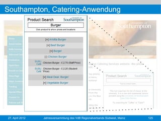 Southampton, Catering-Anwendung




27. April 2012   Jahresversammlung des VdB Regionalverbands Südwest, Mainz   125
 