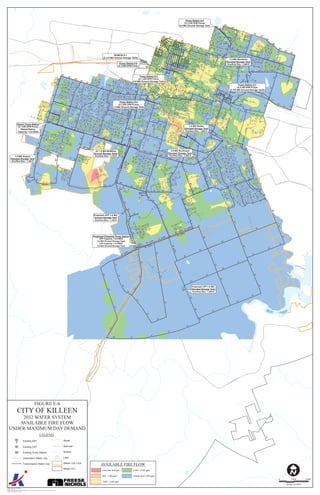 UT
UTUT
UTUT
UT
UTUTUT
UTUT
[Ú
[Ú
[Ú
[Ú
[Ú
[Ú
(#
UT
(#
UT
(#
UT
(#
UT
UT[Ú
UT
(#
UT
20'' (LPP)
20'' (LPP)
1.0 MG Airport
Elevated Storage Tank
Overflow Elev.: 1,164 ft
(2) 1.5 MG McMillan
Ground Storage Tanks
Overflow Elev.: 1,125 ft
Airport Pump Station
(2) 1,050 GPM Pumps
Rehabilitation
Capacity = 5.0 MGD
Pump Station # 4
(2) 2,550 GPM Pumps
1.5 MG Ground Storage Tank
Pump Station # 2
(3) 1,200 GPM Pumps
2.0 MG Ground Storage Tank
Pump Station # 6
(3) 3,500 GPM Pumps
BCWCID # 1
(3) 5.0 MG Ground Storage Tanks
1.5 MG Bundrant
Elevated Storage Tank
Overflow Elev.: 1,000 ft
Pump Station # 5
(3) 2,100 GPM Pumps
2.5 MG Ground Storage Tank
Pump Station # 3
(4) 2,450 GPM Pumps
(2) 5.0 MG Ground Storage Tanks
1.0 MG Rodeo
Elevated Storage Tank
Overflow Elev.: 1,000 ft
2.5 MG Southeast
Elevated Storage Tank
Overflow Elev.: 1,000 ft
Proposed UPP 1.5 MG
Ground Storage Tank
Overflow Elev.: 1,125 ft
Proposed Chaparral Pump Station
UPP Capacity = 6.0 MGD
3.0 MG Ground Storage Tank
LPP Capacity = 4.0 MGD
3.0 MG Ground Storage Tank
Proposed LPP 1.0 MG
Elevated Storage Tank
Overflow Elev.: 1,000 ft
20''
12''
16''
12'' (LPP)
8''
20'' (LPP)
6''
16''(LPP)
12'' (UPP)
12''
12''
12''
20''
8''
12''
12''
12''
6''
8''
12''
12''
8''
12''
12''
12''
16''
20''
12''
12''
12''
20''
20''
8''
6''
16''
12''
12''
12''
12''
6''
12''
8''
8''
12''
16''
12''
12''
16''
12''
8''
12''
8''
12''
12''
12''
6''
12''
12''
12''
12''
6''
12''
12''
12''
16''
20''
6''
12''
12'' 12''
12''
12''
12''
12''
12''
8''
12''
20''
12''
12''
12''
12''
20''
12''
12'' (UPP)
8''
12''
12''
12''
12''
12''
12''
12''
12''
12''
8''
6''
12''
12''
12''
12''
6''
12''
12'' (UPP)
20''
12''
12''
12''
12''
12''
8''
12''
12''
8''
12''
12''
12''
12''
16"
20"
12"
24"
30"
18"
12"
20"
12"
16"
24"
12"
24"
12"
12"
16"
12"
12"
12"
12"
12"
12"
24" 16"
20"
12"
20"
12"
12"
12"
12"
12"
12"
20"
12"
12"
16"
12"
12"
12"
16"
12"
16"
12"
12"
12"
12"
30"
16"
12"
12"
24"
12"
16"
12"
12"
20"
12"
12"
16"
12"
12"
16"
12"
12"
12"
12"
12"
12"
20"
12"
20"
20"
12"
12"
12"
20"
12"
20"
16"
16"
12"
20"
12"
20"
16"
16"
20"
12"
12"
16"
12"
12"
12"
16"
12"
12"
16"
12"
12"
12"
12"
16"
20"
12"
12"
12"
12"
12"
16"
24"
12"
16"
12"
12"
24"
12"
12"
24"
12"
12"
12"
12"
12"
12"
12"
12"
12"
16"
12"
16"
16"
12"
16"
12"
12"
12"
12"
12"
20"
12"
12"
12"
12"
16"
12"
12"
16"
12"
24"
12"
16"
12"
12"
12"
12"
12"
12"
12"
20"
12"
16"
20"
24"
12"
12"
20"
12"
12"
12"
20"
16"
12"
16"
12"
12"
20"
12"
20"
12"
20"
16"
20"
20"
12"
16"
12"
20"
12"
16"
12"
20"
24"
16"
12"
12"
16"
16"
12"
12"
12"
12"
12"
12"
16"
12"
12"
12"
12"
16"
16"
16"
12"
16"
12"
12"
20"
12"
16"
12"
12"
20"
16"
16"
16"
12"
12"
12"
20"
12"
12"
6"
2"
8"
1"
4"
3"
10"
Unknown
1"
6"
6"
6"
6"
10"
6"
6"
6"
6"
6"
8"
8"
6"
6"
6"
2"
8"
6"
8"
6"
6"
2"
8"
8"
6"
6"
6"
6"
8"
6"
8"
6"
6"
6"
6"
8"
6"
8"
1"
8"
6"
1"
8"
6"
8"
6"
6"
6"
6"
8"
6"
8"
8"
6"
6"
3"
6"
6"
6"
6"
8"
8"
8"
6"
6"
8"
8"
8"
8"
6"
6"
6"
6"
6"
6"
6"
8"
6"
8"
1"
8"
6"
8"
2"
6"
8"
6"
8"
6"
8"
6"
6"
6"
8"
8"
6"
6"
8"
6"
6"
6"
8"
6"
8"
6"
6"
8"
8"
6"
6"
8"
1"
8"
8"
2"
8"
6"
6"
8"
6"
8"
8"
8"
6"
6"
6"
6"
6"
1"
6"
6"
6"
2"
6"
6"
8"
6"
2"
8"
4"
3"
8"
8"
6"
2"
6"
6"
6"
6"
6"
6"
6"
6"
8"
6"
6"
6"
6"
8"
6"
8"
6"
6"
6"
6"
6"
8"
6"
8"
6"
6"
8"
8"
8"
2"
1"
8"
6"
6"
8"
8"
1"
6"
8"
8"
6"
6"
8"
8"
8"
8"
6"
6"
6"
8"
6"
6"
8"
6"
8"
6"
8"
6"
6"
6"
6"
6"
6"
6"
8"
8"
6"
8"
6"
8"
3"
2"
8"
6"
3"
8"
8"
8"
8"
8"
6"
6"
6"
6"
6"
6"
8"
8"
8"
8"
6"
8"
8"
6"
8"
8"
8"
6"
6"
8"
6"
8"
2"
6"
6"
6"
8"
8"
6"
8"
6"
2"
6"
6"
6"
6"
8"
1"
6"
8"
6"
6"
8"
8"
8"
6"
6"
6"
6"
6"
6"
6"
6"
1"
6"
6"
6"
6"
6"
6"
1"
8"
8"
6"
8"
8"
6"
6"
6"
1"
6"
6"
6"
6"
6"
8"
8"
8"
8"
8"
3"
6"
6"
6"
8"
8"
6"
6"
8"
6"
6"
8"
6"
8"
6"
6"
6"
6"
8"
8"
6"
8"
6"
6"
6"
6"
8"
6"
8"
6"
6"
8"
6"
8"
8"
6"
6"
8"
8"
6"
8"
6"
6"
8"
8"
6"
6"
6"
6"
1"
8"
4"
6" 6"
6"
8"
6"
8"
6"
8"
6"
6"
6"
6"
6"
8"
8"
1"
6"
6"
6"
8"
8"
8"
8"
8"
8"
6"
6"
6"
Unknown
8"
8"
8"
6"
6"
8"
6"
6"
6"
8"
6"
6"
6"
8"
8"
6"
8"
6"
8"
6"
6"
6"
6"
8"
6"
6"
6"
6"
6"
6"
6"
6"
8"
8"
8"
6"
8"
8"
3"
8"
6"
6"
6"
8"
6"
6"
6"
1"
6"
6"
8"
6"
6"
6"
8"
8"
8"
8"
1"
8"
8"
8"
8"
8"
6"
6"
8"
6"
6"
6"
6"
8"
3"
6"
1"
8"
6"
8"
6"
6"
6"
6"
6"
6"
8"
6"
6"
8"
8"
6"
6"
6"
6"
6"
8"
6"
6"
1"
8"
8"
6"
4"
6"
6"
8"
8"
6"
8"
8"
6"
6"
8"
6"
6"
6"
8"
8"
8"
3"
2"
6"
6"
8"
8"
8"
6"
8"
8"
8"
6"
8"
6"
6"
8"
6"
6"
8"
6"
8"
6"
6"
6"
6"
8"
6"
6"
8"
6"
6"
8"
6"
6"
6"
6"
8"
6"
8"
8"
6"
6"
6"
6"
8"
8"
6"
8"
8"
4"
6"
6"
2"
6"
6"
1"
6"
2"
2"
2"
6"
8"
6"
8"
8"
6"
6"
6"
6"
8"
8"
6"
1"
6"
1"
8"
6"
6"
6"
6"
6"
6"
6"
8"
6"
6"
6"
6"
8"
6"
6"
6"
6"
6"
6"
6"
8"
8"
6"
8"
6"
6"
8"
8"
6"
8"
6"
6"
6"
6"
8"
8"
2"
6"
8"
6"
6"
8"
6"
6"
8"
8"
8"
1"
2"
8"
6"
8"
8"
6"
8"
1"
8"
6"
6"
1"
6"
6"
8"
8"
6"
8"
8"
6"
6"
8"
6"
8"
3"
4"
6"
8"
6"
1"
8"
8"
8"
8"
8"
3"
8"
6"
2"
2"
1"
6"
6"
6"
6"
6"
6"
8"
8"
8"
2"
6"
6"
6"
3"
8"
8"
8"
6"
6"
6"
6"
8"
8" 8"
8"
6"
6"
6"
6"
6"
6"
6"
8"
6"
8"
6"
6"
8"
6"
6"
8"
6"
8"
8"
8"
8"
8"
8"
6"
6"
8"
6"
6"
1"
8"
2"
8"
6"
6"
6"
8"
8"
2"
6"
6"
6"
6"
6"
6"
6"
6"
8"
8"
2"
8"
8"
8"
8"
1"
8"
8"
8"
6"
6"
6"
6"
8"
4"
3"
1"
6"
2"
8"
6"
6"
6"
4"
8"
1"
6"
6"
6"
6"
8"
8"
6"
8"
6"
2"
6"
6"
2"
6"
6"
8"
8"
2"
6"
6"
8"
6"
6"
6"
6"
3"
8"
2"
6"
2"
6"
8"
8"
6"
8"
6"
2"
8"
8"
6"
6"
6"
6"
6"
6"
6"
6"
6"
6"
6"
6"
6"
6"
8"
8"
6"
6"
8"
6"
8"
6"
6"
6"
8"
2"
6"
6"
6"
8"
6"
6"
6"
8"
8"
8"
6"
8"
10" 6"
6"
6"
8"
8"
6"
6"
8"
6"
8"
6"
8"
6"
8"
6"
6"
6"
8"
6"
6"
6"
4"
6"
6"
8"
8"
6"
6"
6"
1"
6"
6"
6"
6"
6"
6"
8"
8"
6"
6"
6"
6"
6"
6"
6"
8"
6"
6"
1"
6"
6"
6"
6"
4"
8"
8"
6"
2"
8"
6"
1"
6"
6"8"
6"
8"
6"
6"
6"
6"
6"
8"
6"
6"
6"
6"
8"
6"
6"
6"
6"
1"
6"
8"
Sthy195
Ushy 190
E Rancier Ave
SWSYoungDr
Battalion Ave
Farm
To Market Road 2484
Clear Creek Rd
W Veterans Memorial Blvd
HoodRd
Tank Destroyer Blvd
In
dia
n
Trl
Central Dr
S
AnnBlvd
E Farm To Market Road 2410
Mountain Lion Rd
S Roy Reynolds
D
r
E Veterans Memorial Blvd
N
C
entral Texas Expy
W
Farm
To
Market Road 2410
Farm
To Market R
oad
439
FarmToMarketRoad440
Terminal Ave
Sthy195
Tank Destroyer Blvd
Farm
To
M
arketRoad
440
ClearCreekRd
Ushy 190
FORT
HOOD
ST
TRIMMIERRD
CHAPARRAL RD
REESE CREEK RD
SHIMLADR
M
ONEYPITRD
OAKALLARD
CEDAR RIDGE CIR
PLAZA DR
FORTHOOD
ST
FIGURE E-6
CITY OF KILLEEN
2032 WATER SYSTEM
AVAILABLE FIRE FLOW
UNDER MAXIMUM DAY DEMAND
LEGEND
(#
UT Existing EST
UT Existing GST
[Ú Existing Pump Station
Distribution Water Line
Transmission Water Line
Street
Railroad
Stream
Lake
Killeen City Limit
Killeen ETJ
I
AVAILABLE FIRE FLOW
Less than 500 gpm
500 - 1,000 gpm
1,000 - 2,000 gpm
2,000 - 3,500 gpm
Greater than 3,500 gpm
Created By Freese and Nichols, Inc.
Job No.: KIL11275
Location: H:W_WW_PLANNINGDELIVERABLES11-Final_W_WW_Report(Figure-E-6)-Available_FireFlow_2032.mxd
Updated: Friday, October 19, 2012
0 2,800 5,600
SCALE IN FEET
 