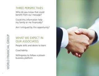 Three Perspectives
Who do you know that could
benefit from our message?
Could this information help
my family or me financ...