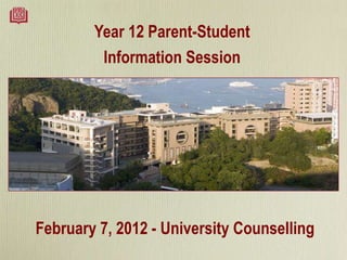 2012 Year 12 Parent Info Night