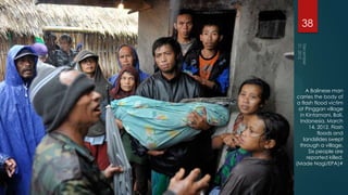 38




     A Balinese man
carries the body of
 a flash flood victim
 at Pinggan village
  in Kintamani, Bali,
  Indonesia, March
       14, 2012. Flash
           floods and
    landslides swept
  through a village.
       Six people are
      reported killed.
(Made Nagi/EPA)#
 