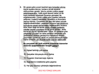 2012 YGS TÜRKÇE SORULARI 2
 