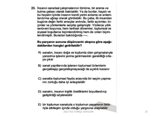 2012 YGS TÜRKÇE SORULARI 23
 