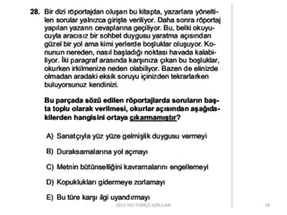 2012 YGS TÜRKÇE SORULARI 28
 