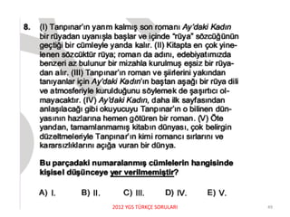 2012 YGS TÜRKÇE SORULARI 49
 