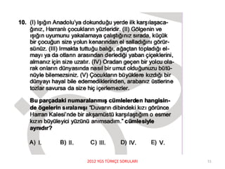 2012 YGS TÜRKÇE SORULARI 51
 
