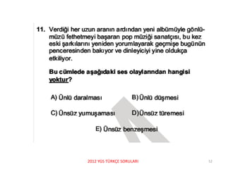 2012 YGS TÜRKÇE SORULARI 52
 
