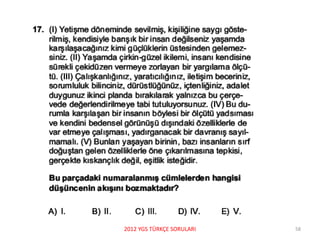 2012 YGS TÜRKÇE SORULARI 58
 