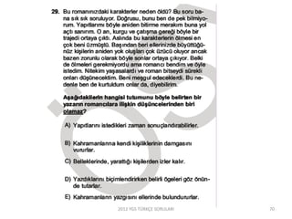 2012 YGS TÜRKÇE SORULARI 70
 