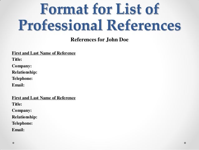 list of professional references