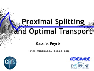 Proximal Splitting
and Optimal Transport
       Gabriel Peyré
    www.numerical-tours.com
 