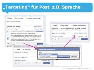 „Targeting“ für Post, z.B. Sprache




                          Januar 2013 • AUSZUG Facebook Workshop • DoSchu.Com
 