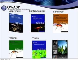 Apprendre   Contractualiser   Concevoir




                    Vériﬁer       Tester




Saturday, March 2, 13
 
