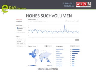 7. März 2013
                                FH Salzburg




HOHES SUCHVOLUMEN




    http://google.com/trends
 